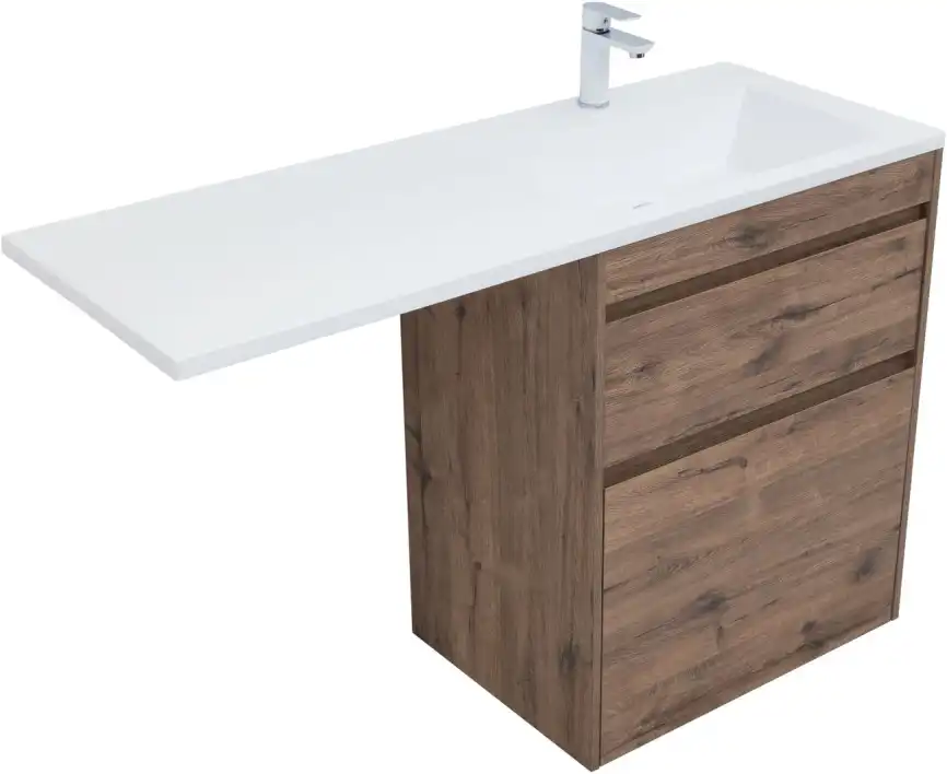 Тумба под раковину Aquanet Токио 130/68 дуб веллингтон (напольная 2 ящика) 333652 фото 5