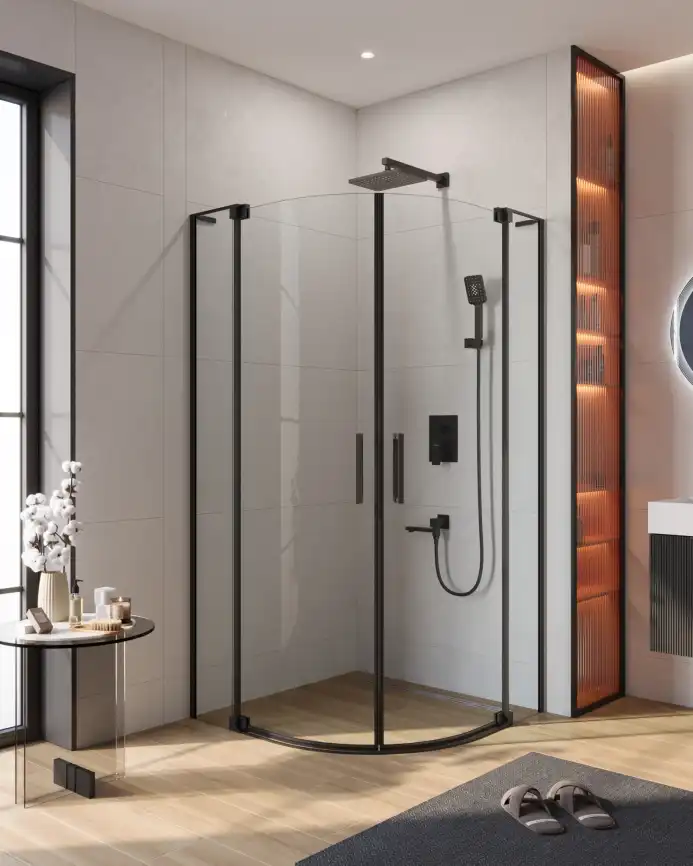 Душевой уголок CEZARES SLIDER-R-2-90/100-C-NERO стекло Прозрачное, профиль Черный фото 1