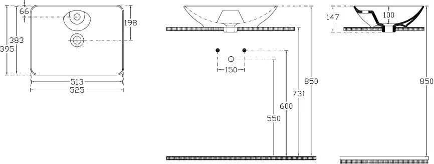 Раковина  Allen Brau Fantasy 53х40х15 4.11015.20, Белая глянцевая фото 2