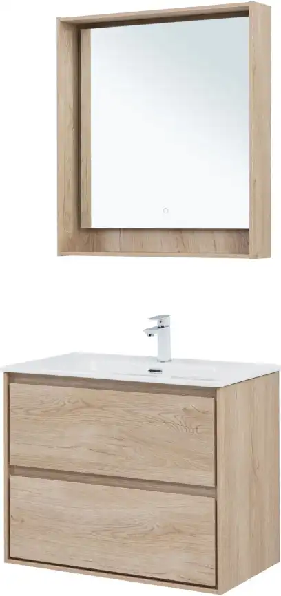 Тумба под раковину Aquanet Милан 80 дуб светлый, подвесная, 336384 фото 14