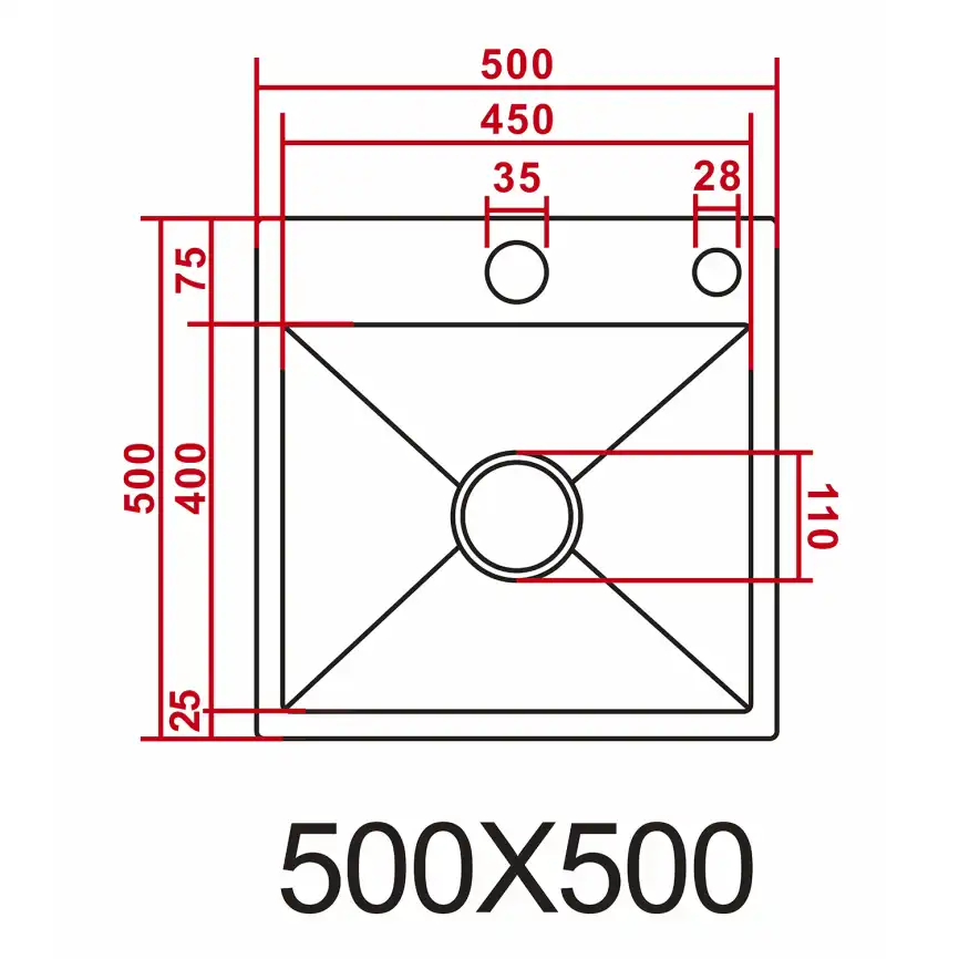 Кухонная мойка AZARIO NICOLE 500х500х220 нержавеющая сталь, черная соты: AZB5050H фото 7