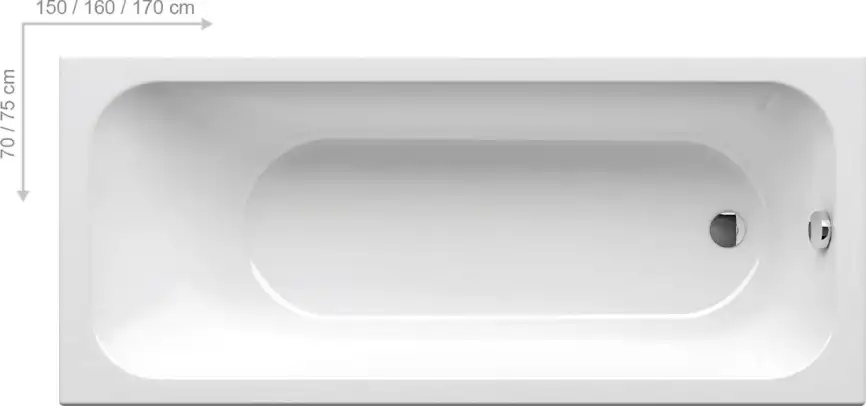 Акриловая ванна Ravak Chrome Slim 160х70 C731300000 с тонким бортом, встраиваемая, Белая фото 1
