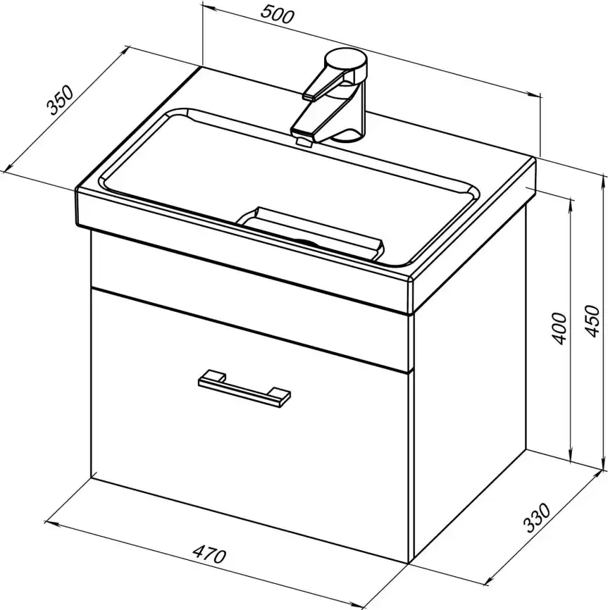 Тумба под раковину Aquanet Нота 50 (Moduo Slim) белый 246955 фото 2