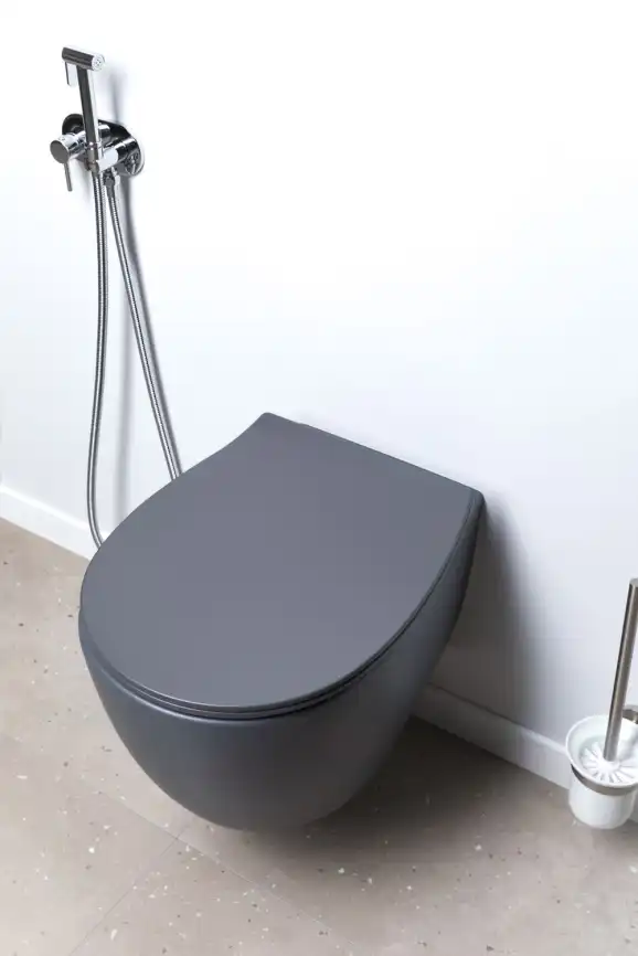 Подвесной безободковый унитаз Allen Brau Fantasy 4.11004.AN без сиденья, антрацит фото 23