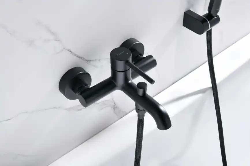 Смеситель для ванны Aquatek Европа AQ1349MB, однорычажный, с коротким изливом, Черный матовый фото 5