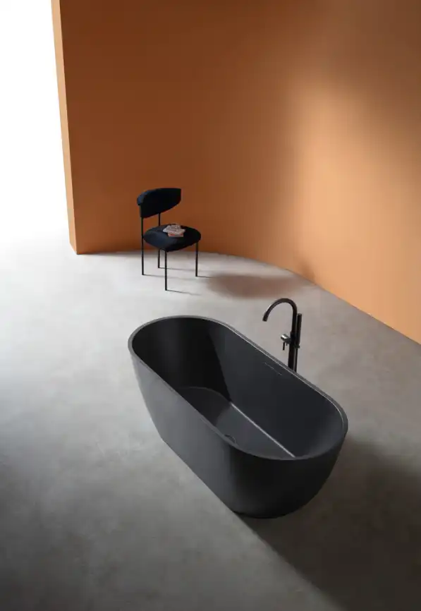 Ванна  Abber Frankfurt 170х75 AM9941B из искусственного камня, Черная матовая фото 3