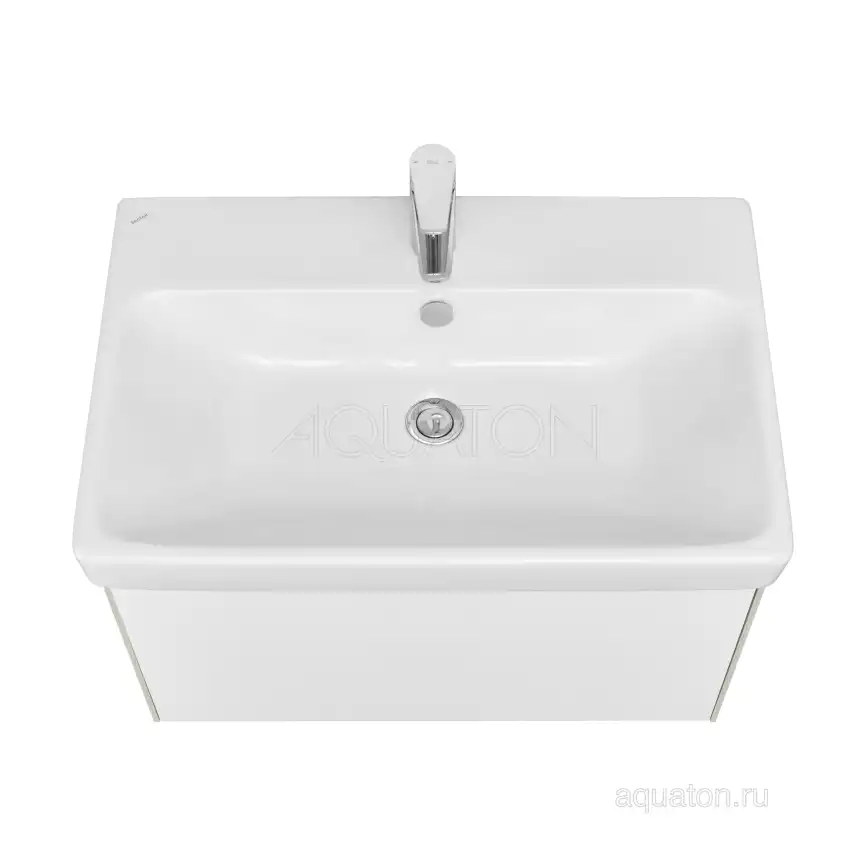 Тумба под раковину Aquaton Асти 70 1A263001AXD70 подвесная цвет, белый глянец / ясень шимо фото 4