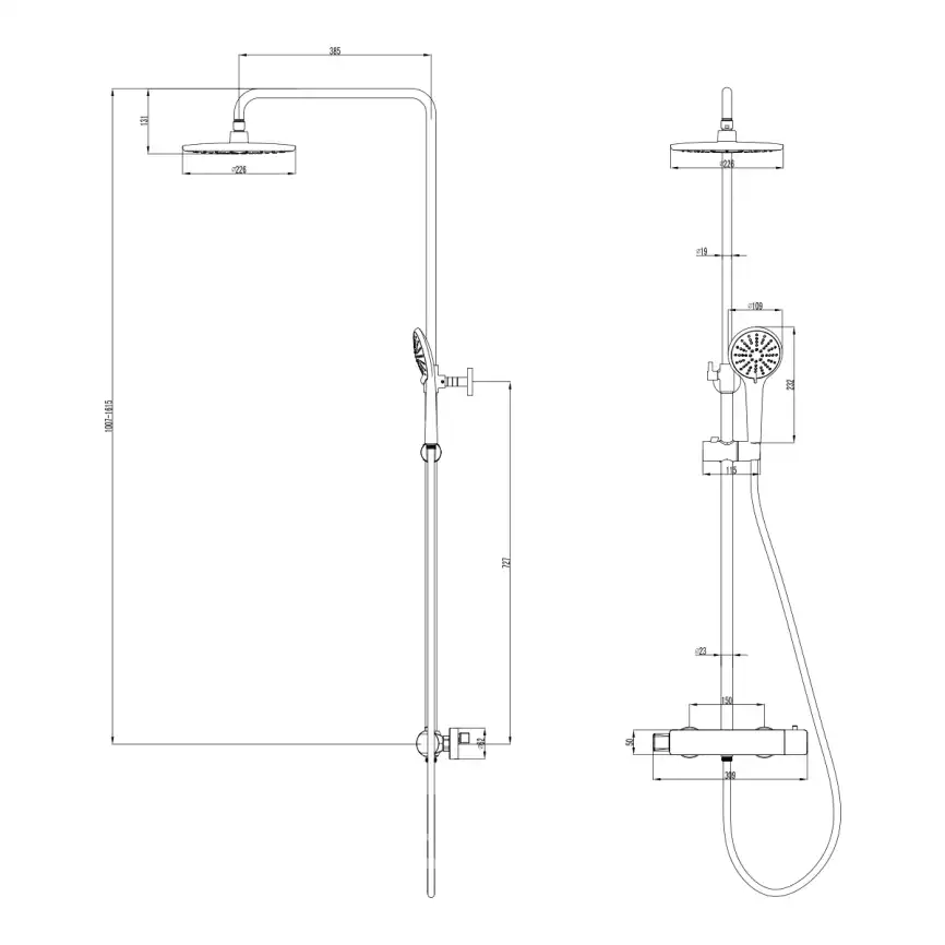 Душевая система Lemark Bronx LM3770BL для душа без излива, с верхним и ручным душем, Черный матовый фото 2