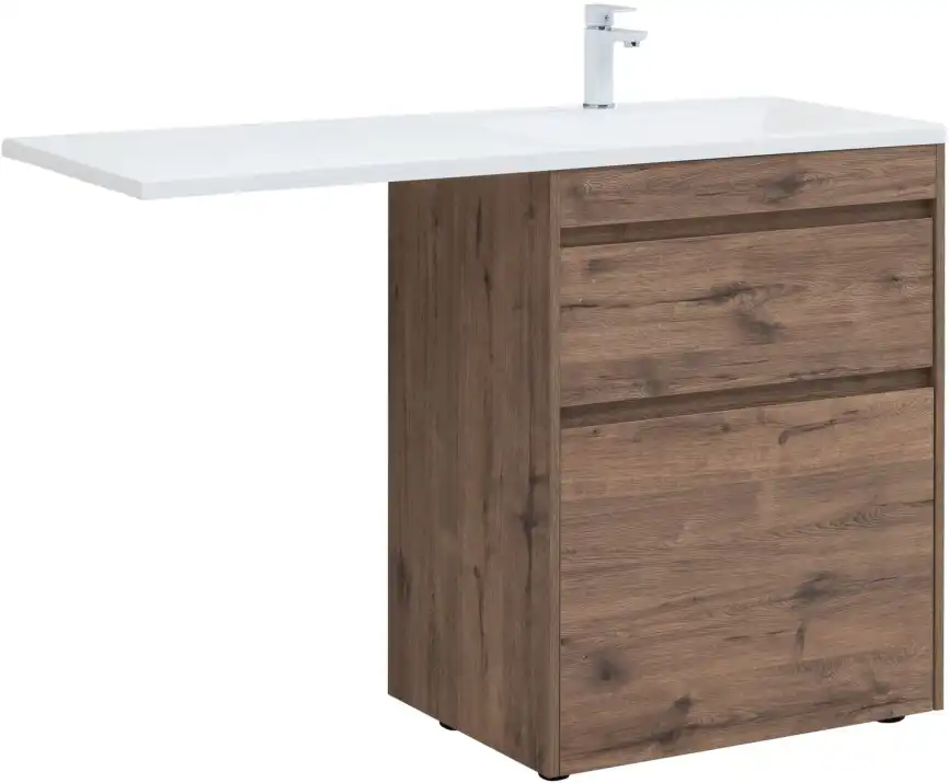Тумба под раковину Aquanet Токио 130/68 дуб веллингтон (напольная 2 ящика) 333652 фото 1