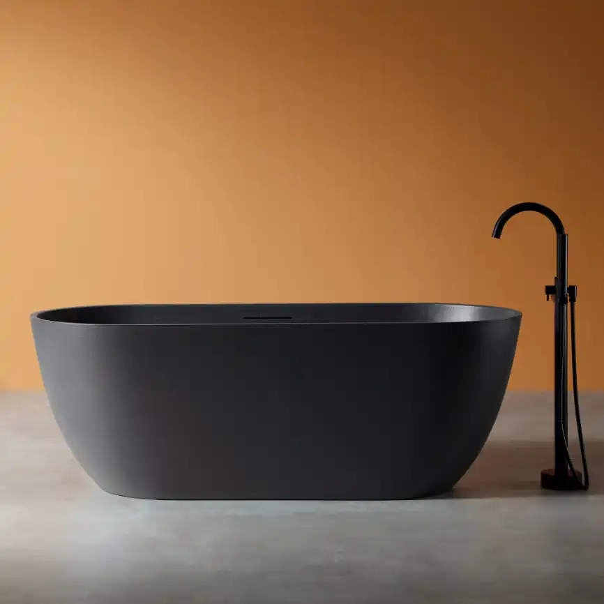 Ванна  Abber Frankfurt 170х75 AM9941B из искусственного камня, Черная матовая фото 1
