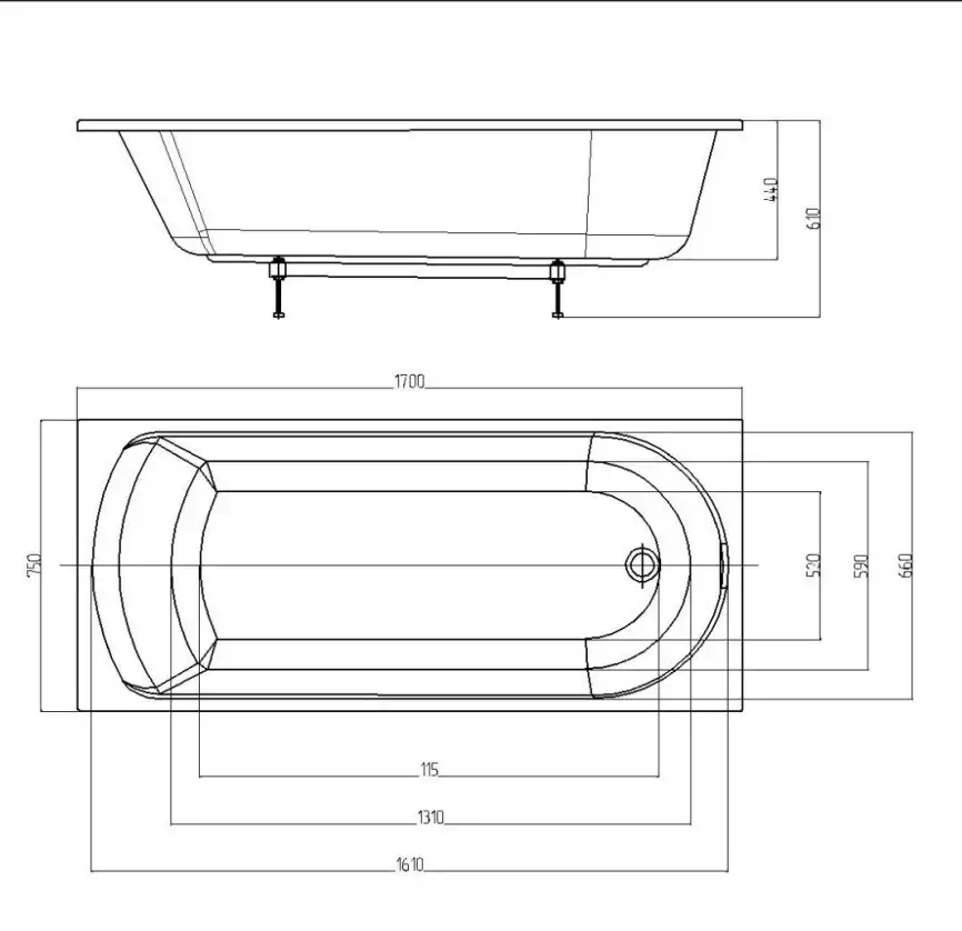 Акриловая ванна AZARIO ADELINA 170х75 AV.0010170, прямоугольная фото 4