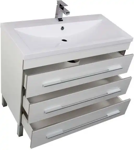 Тумба под раковину Aquanet Верона 100 белый (напольная 3 ящика) 178471 фото 4