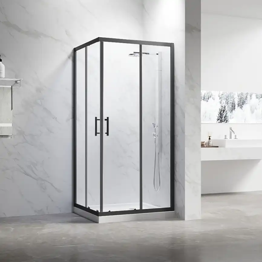 Душевой уголок Veconi Rovigo RV-27B 110х90х190, профиль Черный, стекло прозрачное (RV27B-11090-01-C8) фото 1