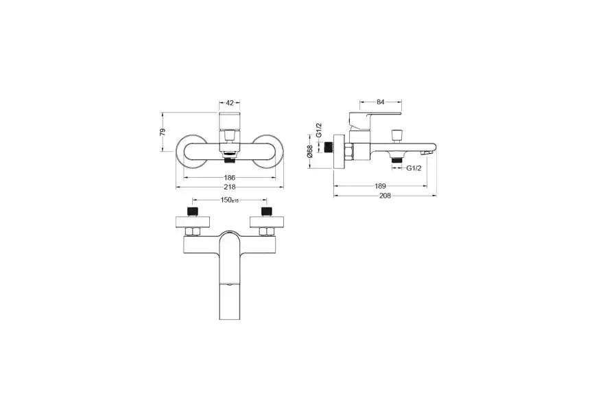 Смеситель для ванны Aquatek Лира AQ1440CR, однорычажный, с коротким изливом, Хром фото 2