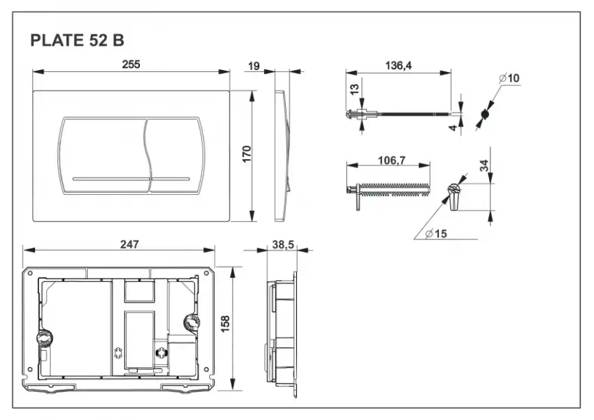Панель смыва Roca Active 52B хром матовая 8901150B2 фото 2