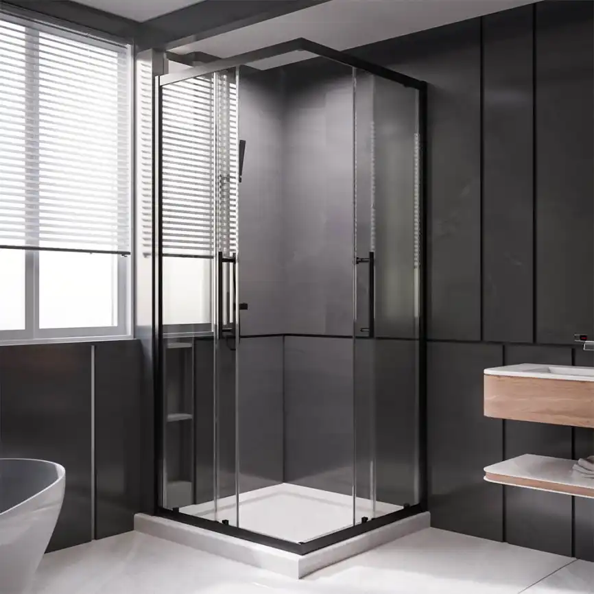 Душевой уголок Veconi Premium Trento 100х100 PTC20-B-100100-01-C4, стекло Прозрачное профиль Черный фото 2