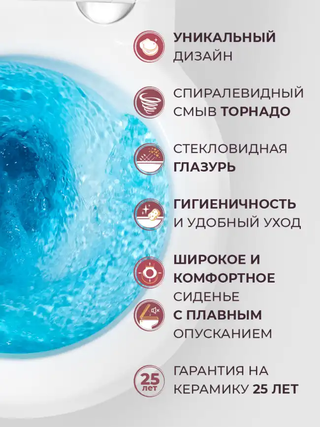 Подвесной унитаз CEZARES GRANDE CZR-308-TH-TOR/SC, со смывом TORNADO, с сиденьем микролифт фото 9