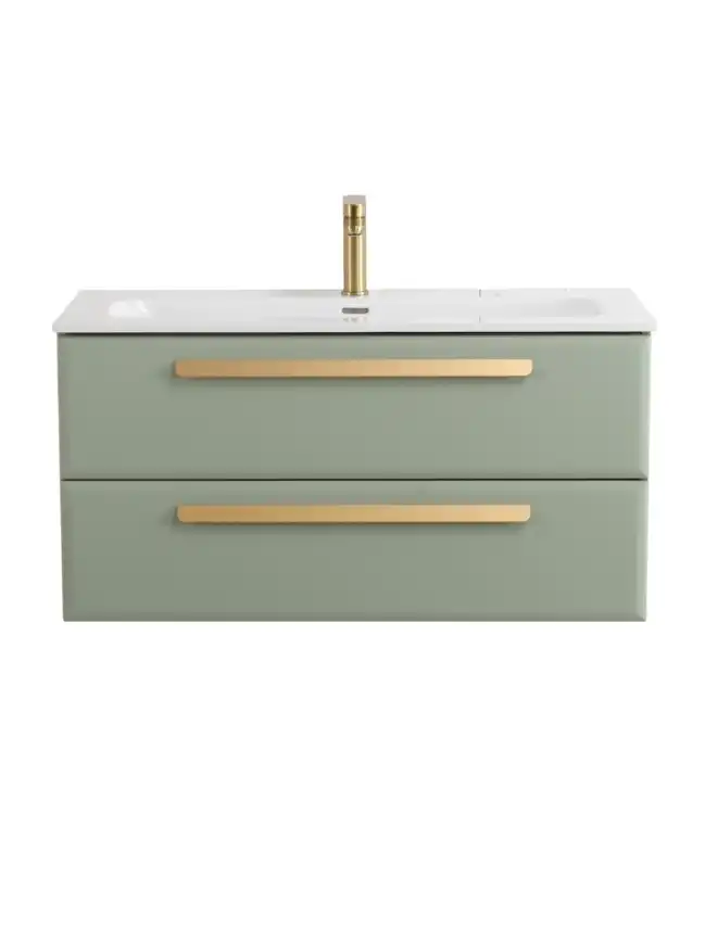 Тумба под раковину Cezares ECO-CER-N 100 см, ECO-CER-N-1000-2C-SO-VDO-P (без ручек), Светло-Зеленый Матовый фото 1