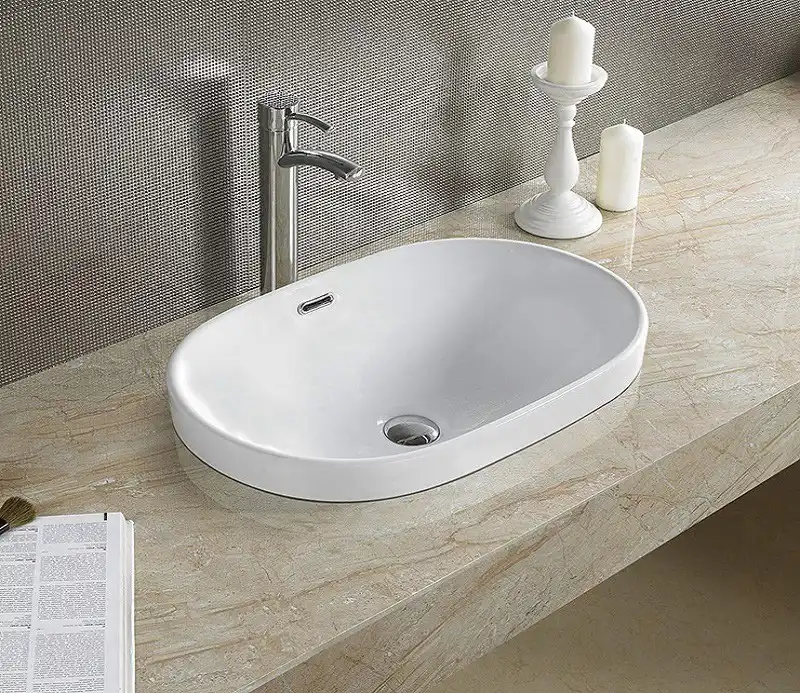 Умывальник CeramaLux 5006C 600х390х170 Полувстраиваемая цвет Белый фото 4