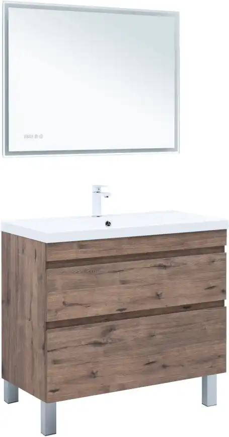 Тумба под раковину Aquanet Нота New 100 напольная, дуб веллингтон табак, 344148 фото 7