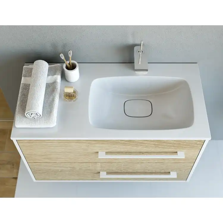 Тумба с раковиной подвесная Aqwella 5 Stars Miami 90 см, Mai.01.09/R, цвет Дуб сонома фото 6