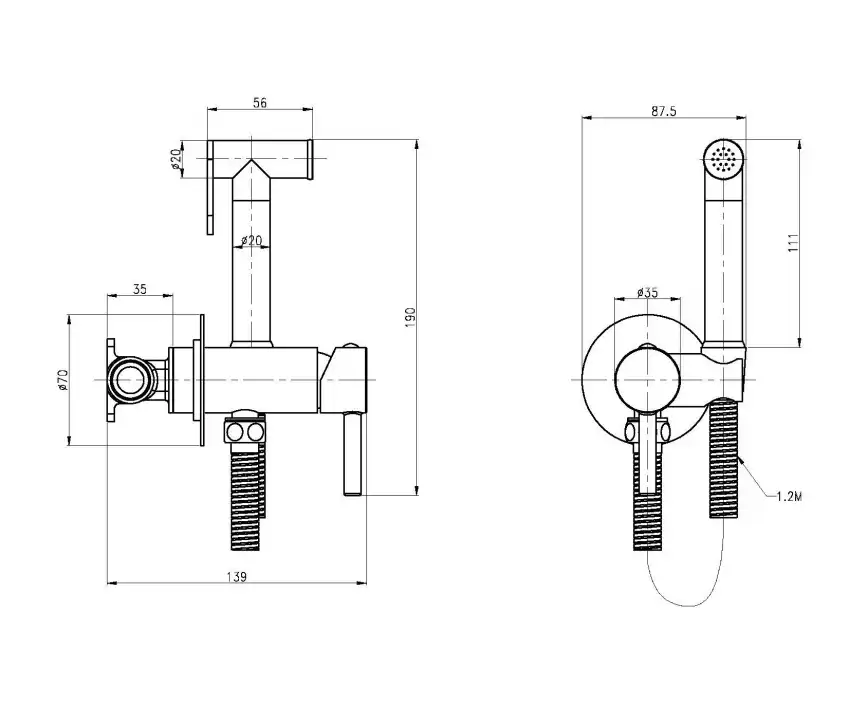 Гигиенический душ со смесителем Cezares CZR-SET-DA1-ID2-FMM120-NOP, Черный матовый фото 2