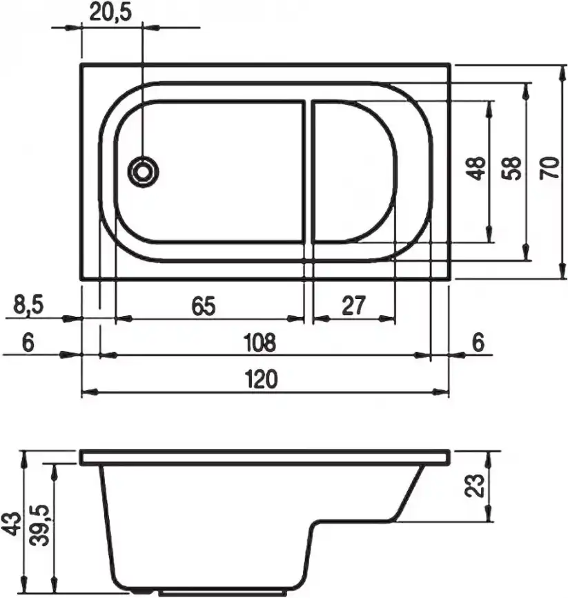 Акриловая ванна Riho PETIT 120х70 прямоугольная B149001005 фото 4