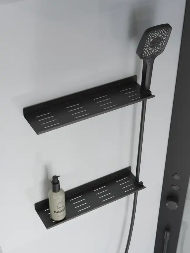 Душевая кабина BelBagno UNO-CAB-A-1-90-C-NERO-Bi-TOP-R, правая, профиль черный матовый фото 6