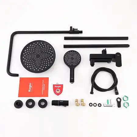 Душевая система для ванны и душа Raglo R03.24.06, Черный матовый фото 12