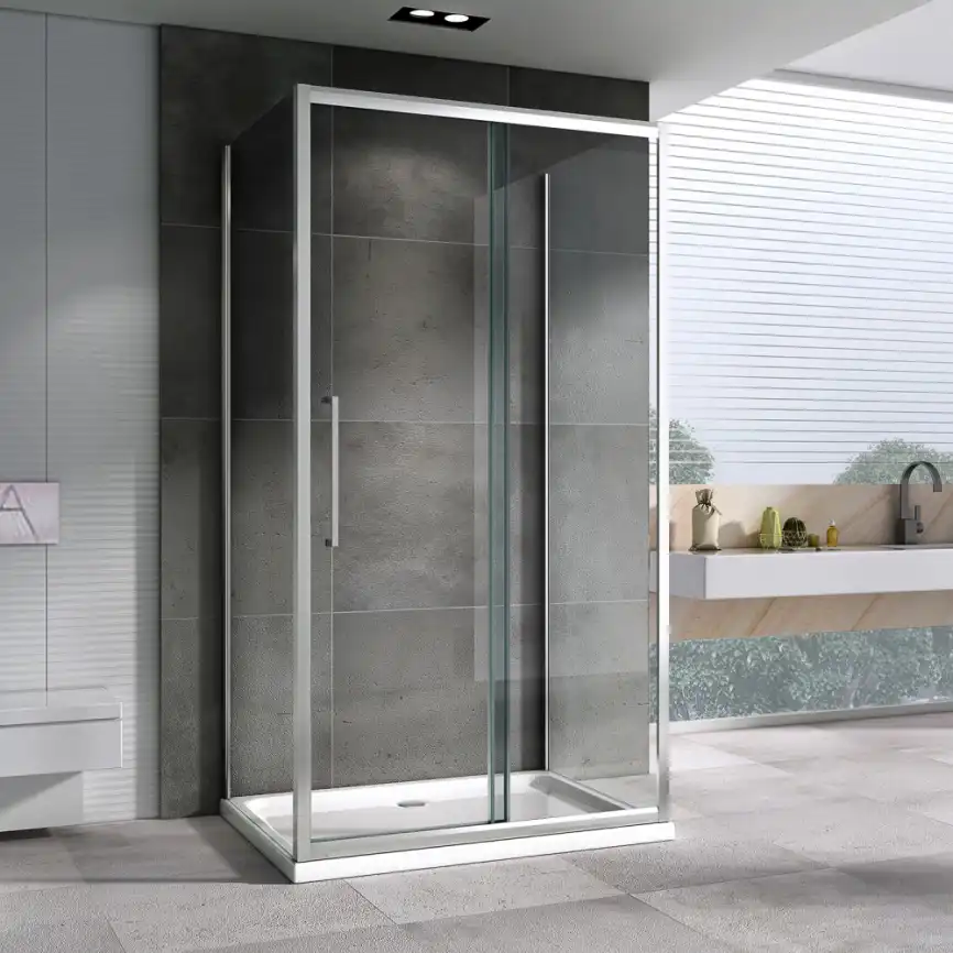 Душевой уголок ABBER Schwarzer Diamant 140х90 см, AG30140H-S90-S90, профиль хром, стекло прозрачное фото 2