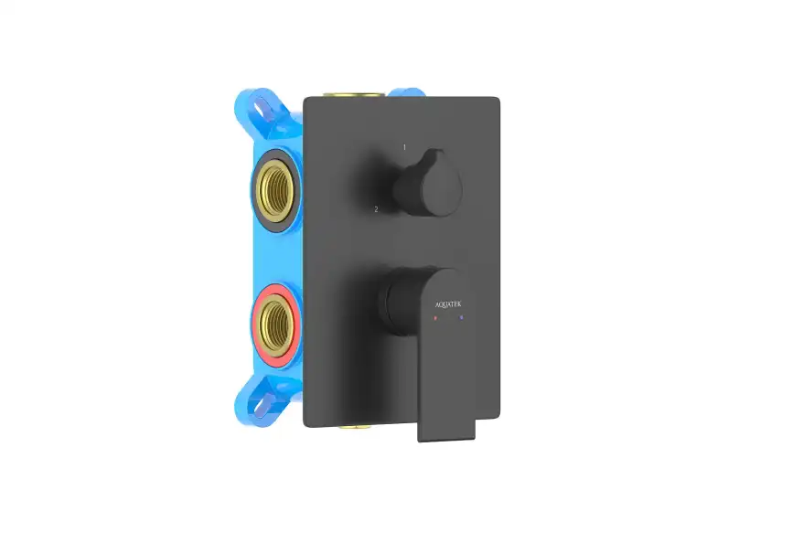 Смеситель для ванны с душем Aquatek Лира AQ1447MB встраиваемый, с внутренней частью, Черный матовый фото 3