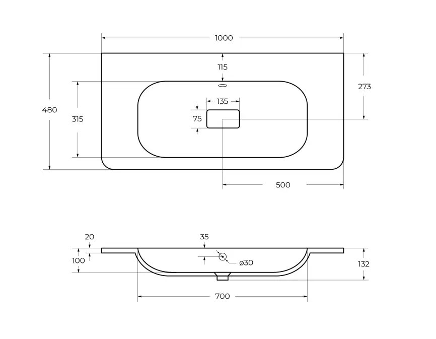 Раковина CEZARES CZR-1000/480-LV-MR-NV-W0 фото 5