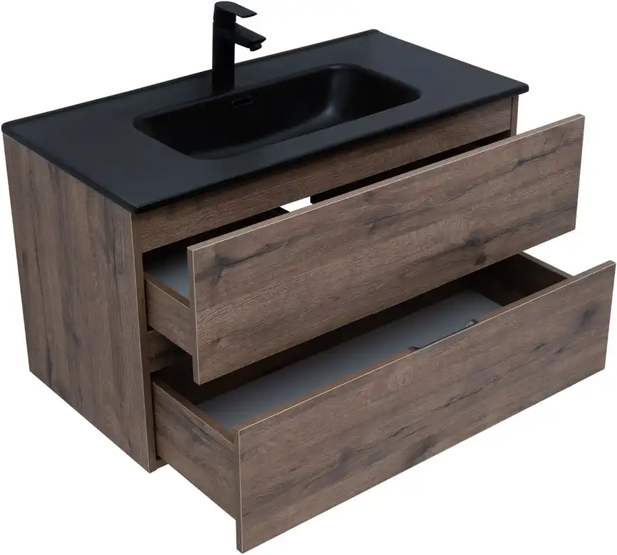 Тумба под раковину Aquanet Алвита New 90 2 ящика, дуб веллингтон табак 334187 фото 4