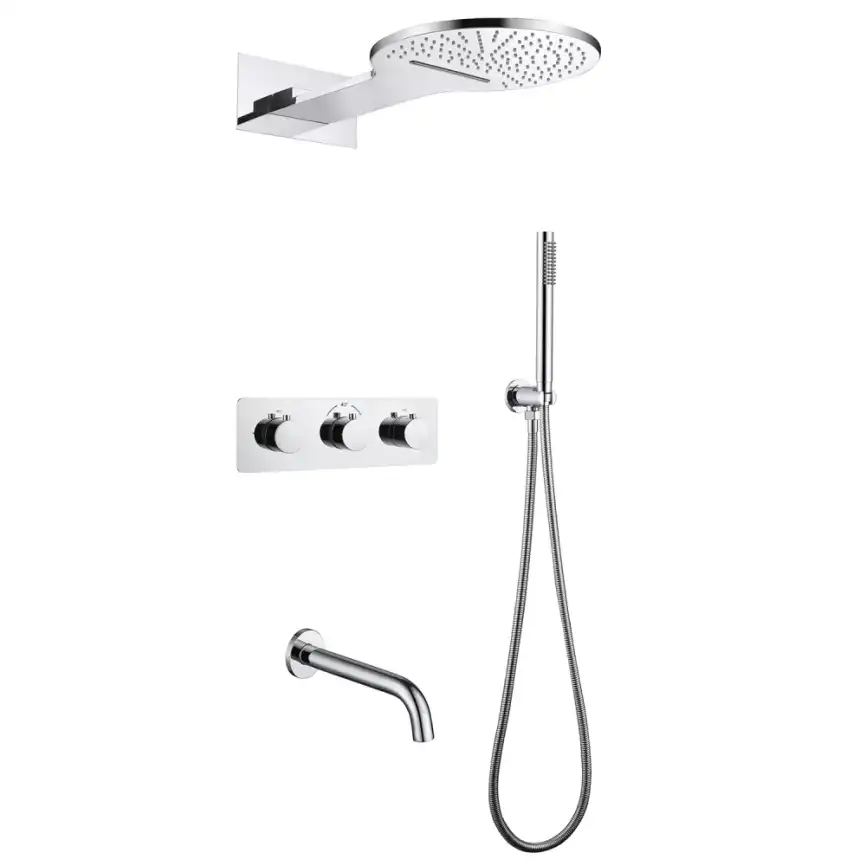 Душевая система ABBER Wasser Kreis AF8150 скрытого монтажа с изливом, термостат, хром фото 1