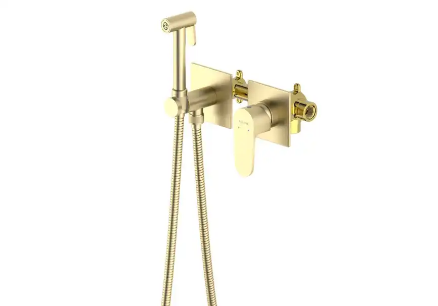 Смеситель с гигиеническим душем Aquatek Оберон AQ1220BG, Золото матовое фото 4
