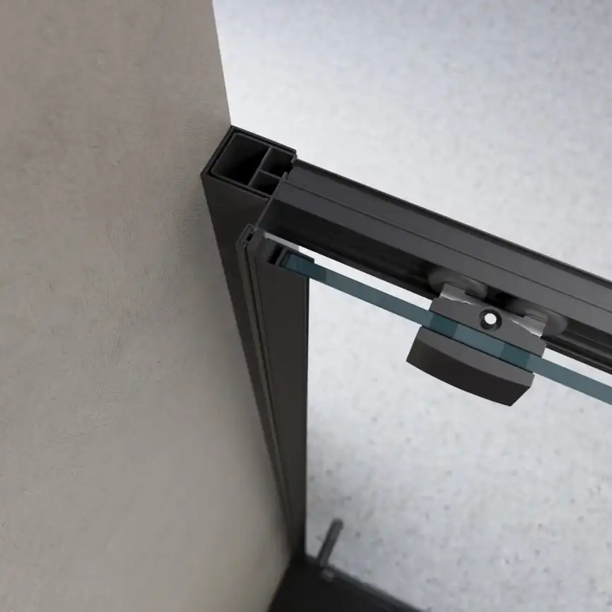 Душевая дверь BelBagno LUCE-BF-1-120-C-NERO стекло прозрачное, профиль Черный матовый фото 3