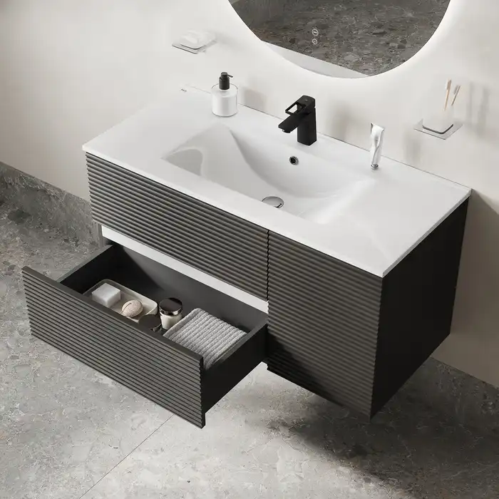 Тумба с раковиной IDDIS Bild 100, подвесная, Темно-серый, BIL10G0i95K фото 15