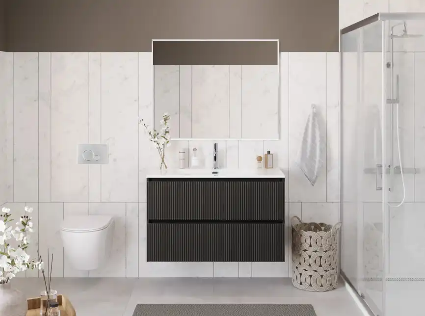 Тумба под раковину BelBagno UNO-1000-2C-SO-GSO подвесная, Темно-Серый Матовый фото 10
