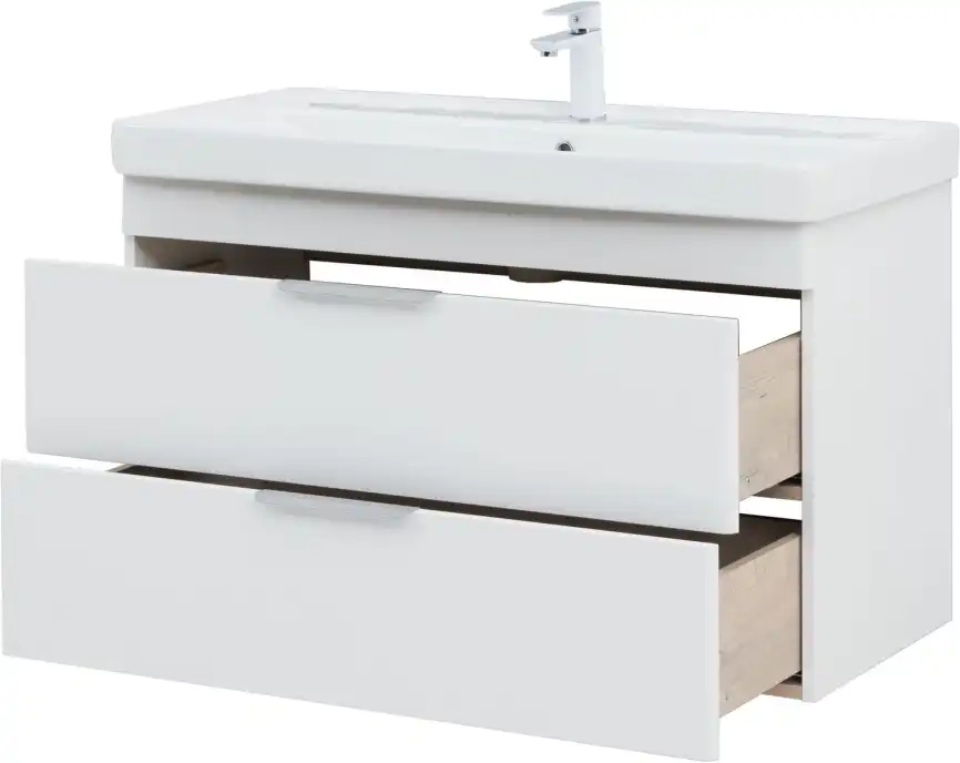 Тумба под раковину Aquanet Ирис New 100 белый глянец, подвесная, 339280 фото 9