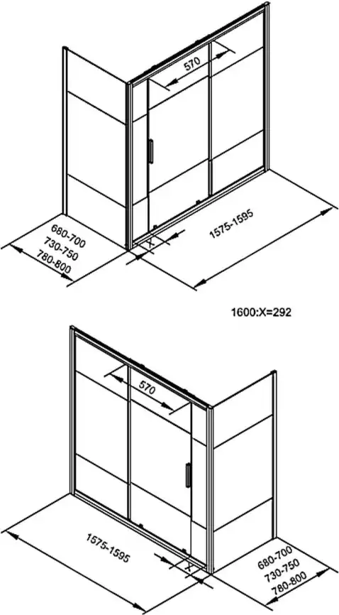 Шторка для ванны c боковой стенкой Aquanet Practic 160 см, AE10-B-160H150U-CP + AE10-F-70H150U-CP, профиль Хром, стекло С шелкографией фото 2