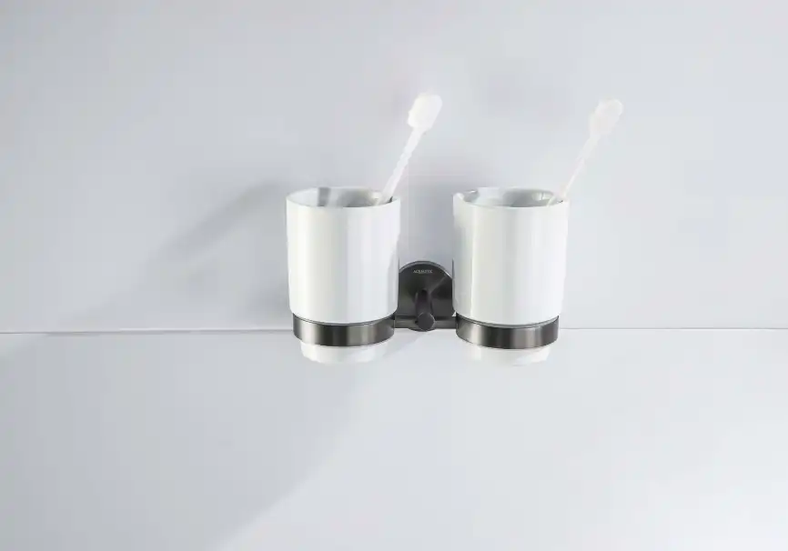 Стакан для ванной Aquatek Бетта AQ4617BGM двойной, Оружейная сталь фото 4