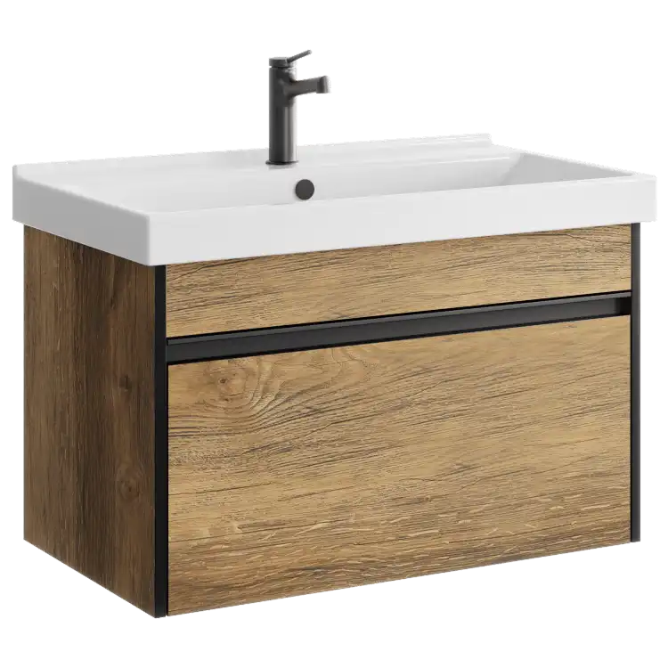 Тумба с раковиной подвесная Aqwella Urban 80 см, URB0108DB, цвет Дуб балтийский фото 1