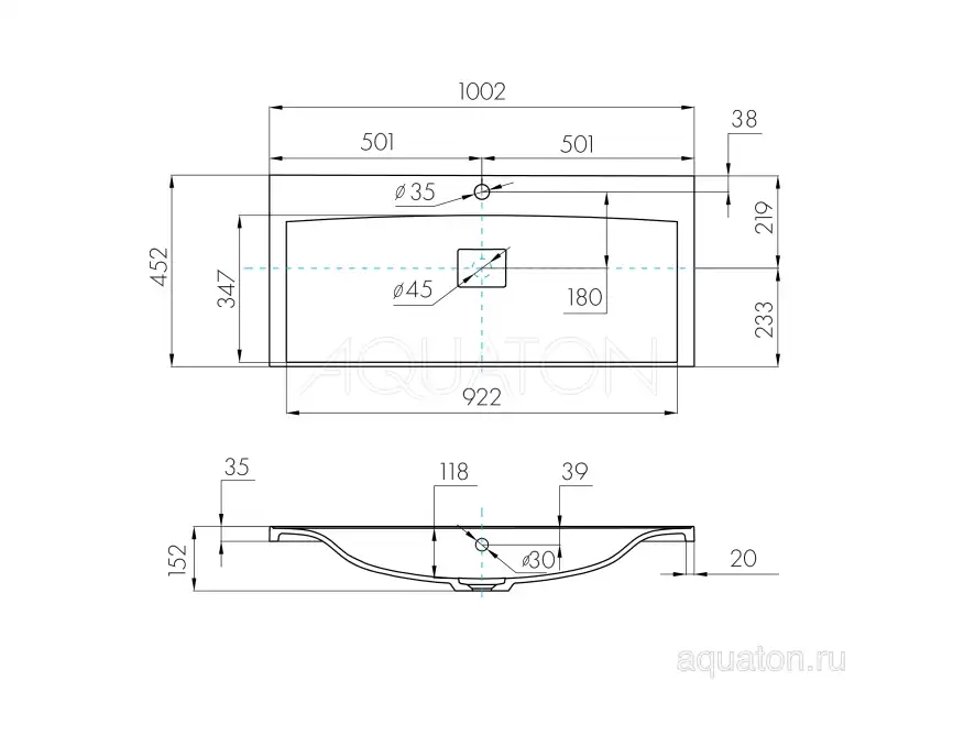 Раковина AQUATON Айрис M 1000 белая 1A73273KAG010 фото 4