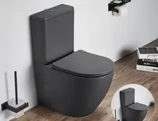 Унитаз-компакт Ceramalux 2166XMDH, безободковый, с бачком и сидением микролифт Серый матовый фото 1