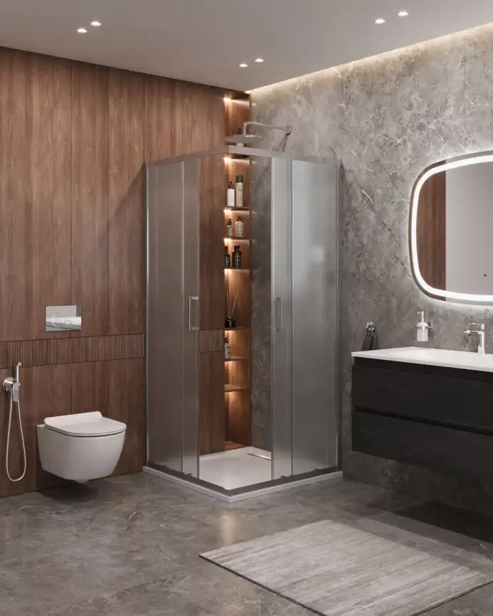 Душевой уголок CEZARES MOLVENO-A-2-100-P-Cr стекло Матовое рифленая, профиль Хром фото 6