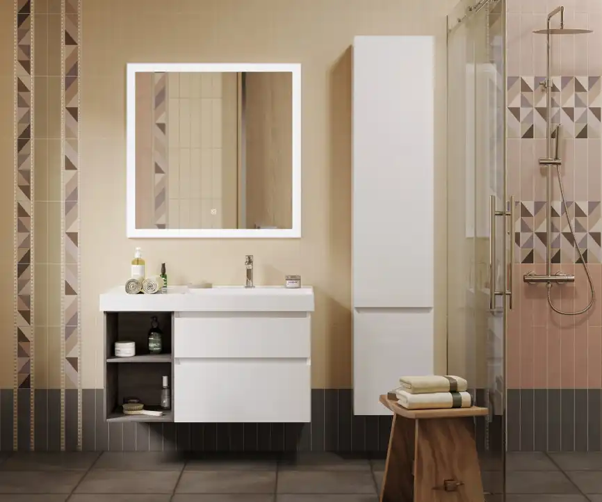 Раковина KERAMA MARAZZI CUBO правая подвесная\мебельная, 90 см, белая глянцевая, CU.wb.90Rh фото 2