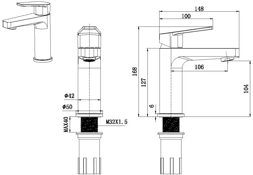 Смеситель для раковины Allen Brau Eclipse 5.E1001-00, однорычажный, цвет Хром фото 2