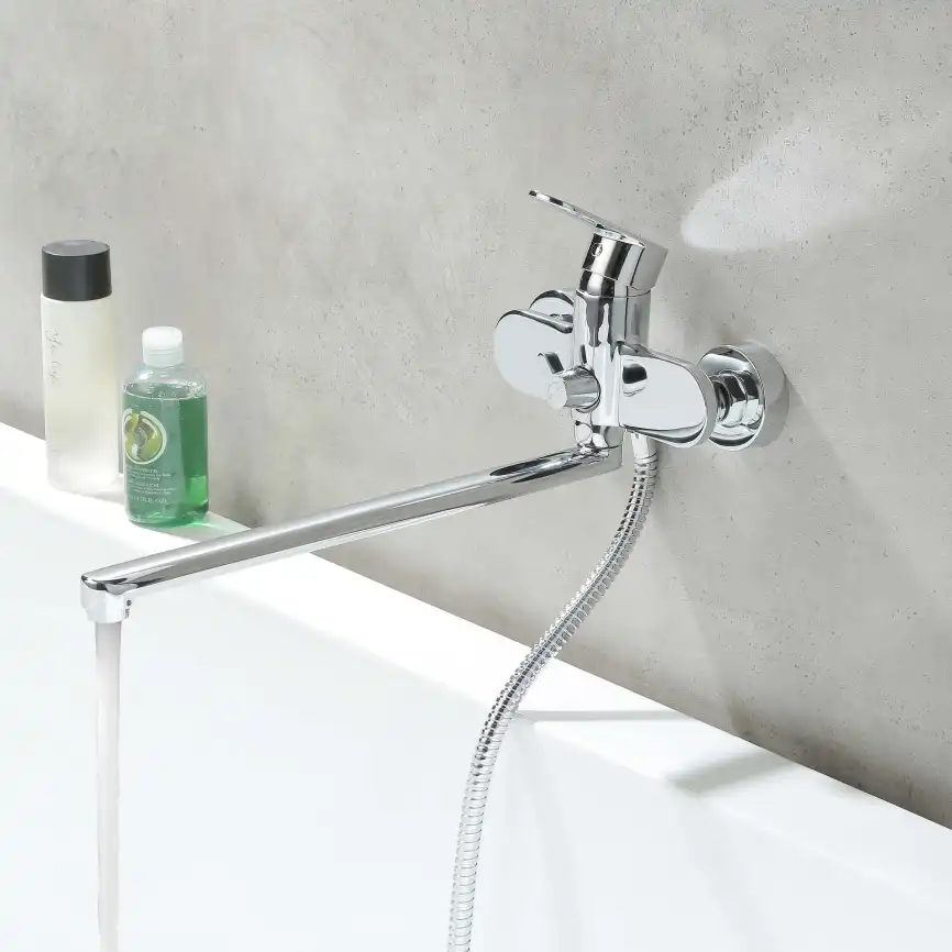 Смеситель для ванны Aquatek Ника AQ1842CR с длинным изливом, Хром фото 9