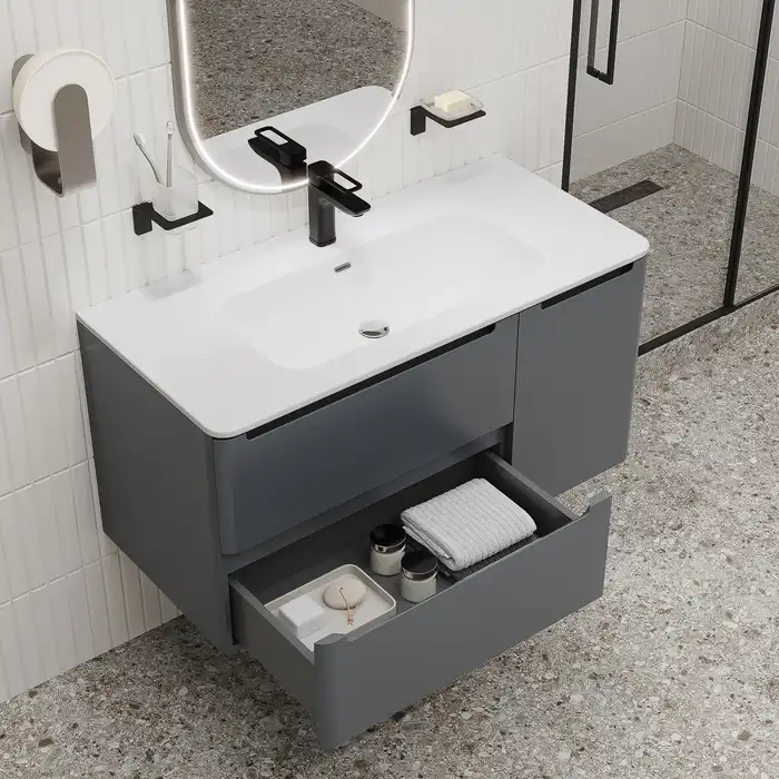 Тумба с раковиной IDDIS Edifice 100, подвесная, Темно-серый, EDI10D0i95K фото 15