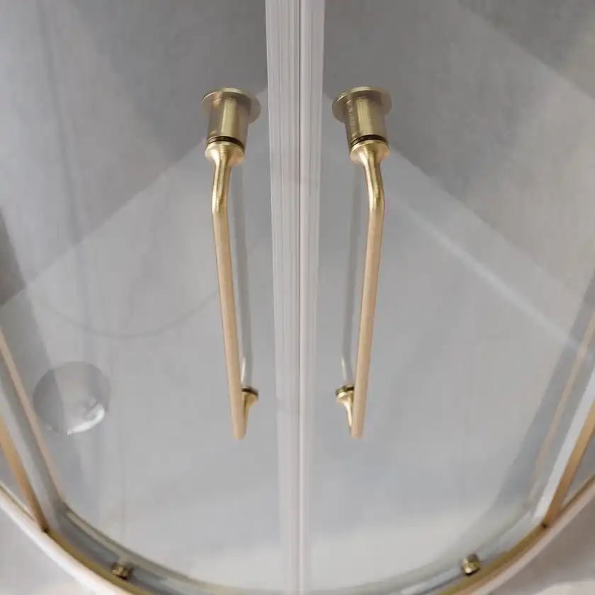 Душевой уголок CEZARES RELAX-304-R-2-100-C-BORO стекло Прозрачное, профиль Брашированное золото фото 4